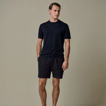 Profuomo Linne Bomull T-Shirt - Navy
