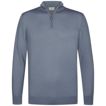 Profuomo Merino Woolen Half-Zip Pullover - Blue