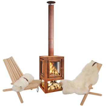 Cheminée D'extérieur Poêle De Terrasse Avec Porte Grillagée