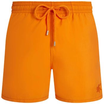 Vilebrequin Moorea Swim Shorts Water-reactive Octopus In Stripes - Orange