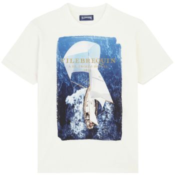 Vilebrequin T-shirt Sailing Boat From The Sky - Off White