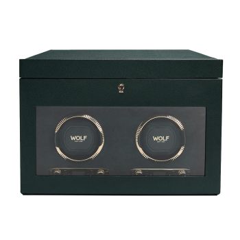 WOLF British Racing Double Watch Winder With Storage - Green