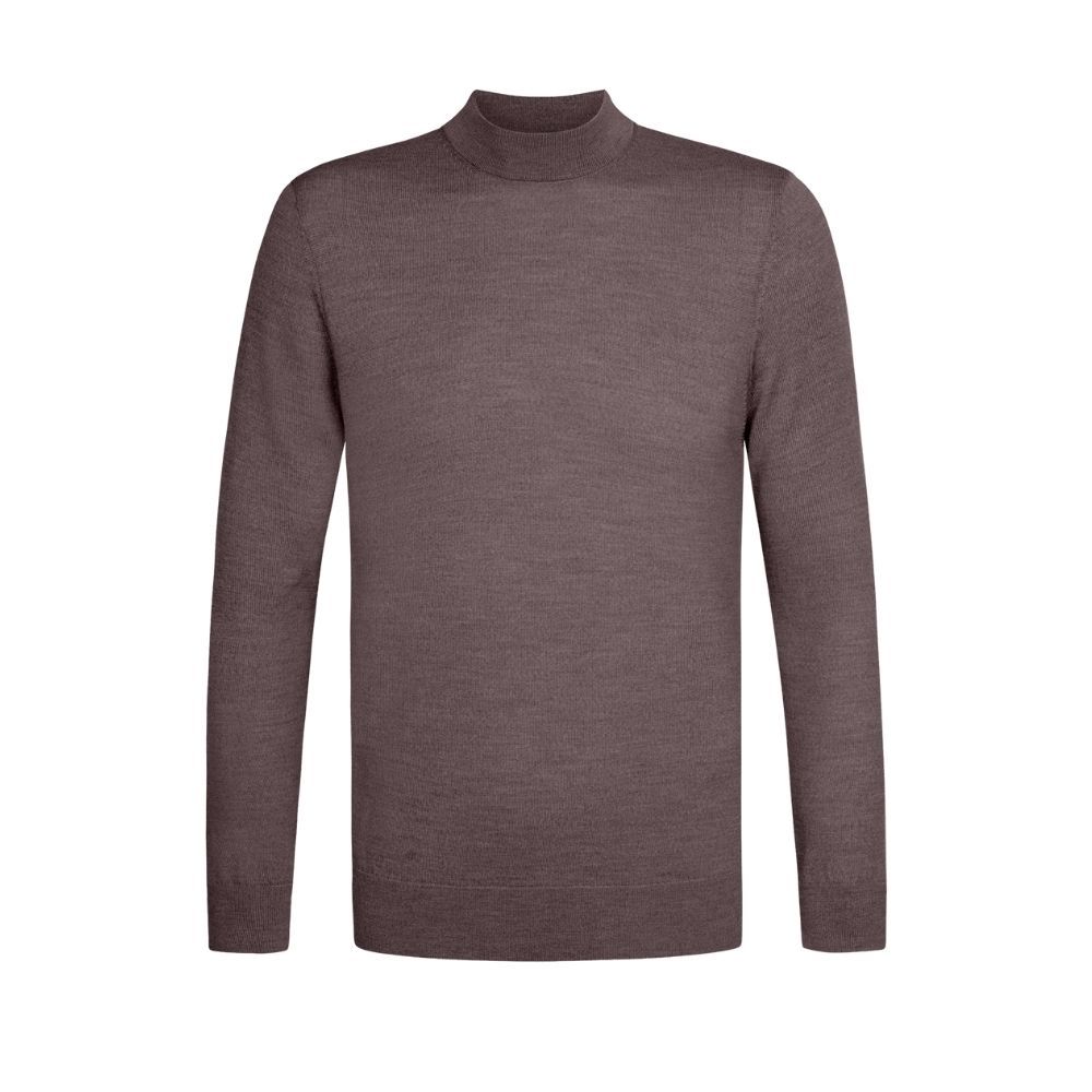 Profuomo Merino Woolen Mockneck Pullover - Aubergine