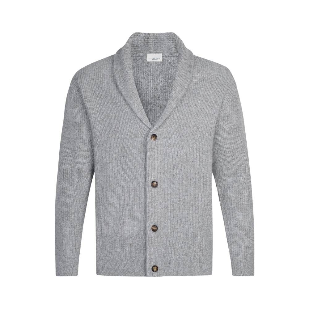 Profuomo Wool Shawl Collar Cardigan - Grey