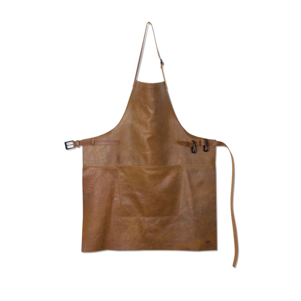 Dutchdeluxes leather BBQ apron - vintage cognac