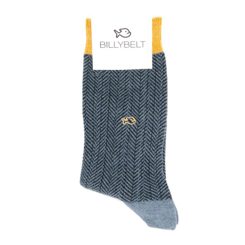 BILLYBELT Katoenen Sokken Blue Ocean Herringbone