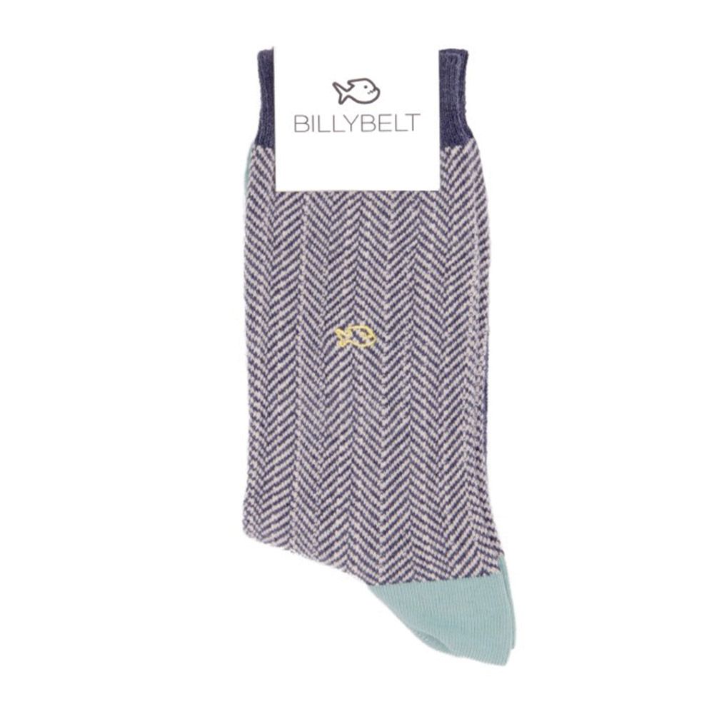 BILLYBELT Katoenen Sokken Vista Blue Herringbone