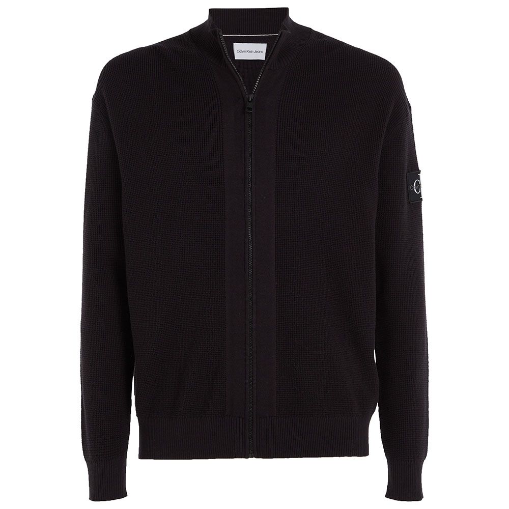 Calvin Klein Logo Badge Sweater With Zipper - Black