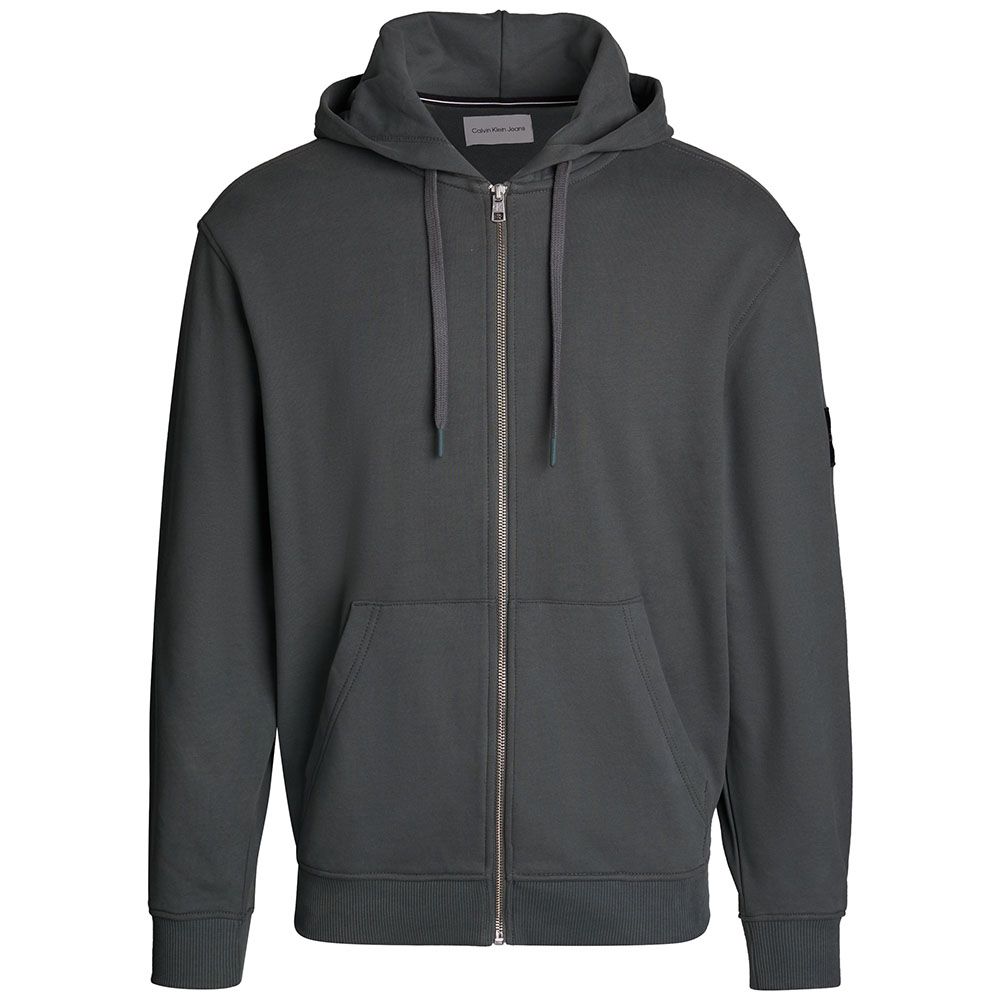 Calvin Klein Logo Badge Hoodie With Zipper - Dark Grey