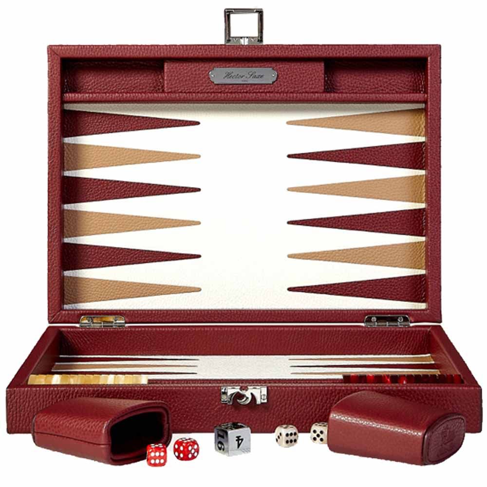 Hector Saxe Leder Backgammon - Burgunderrot