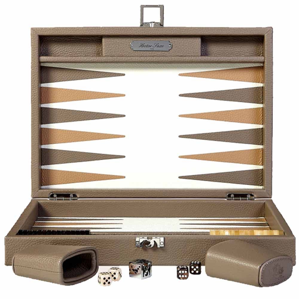 Hector Saxe Leder Backgammon - Taupe