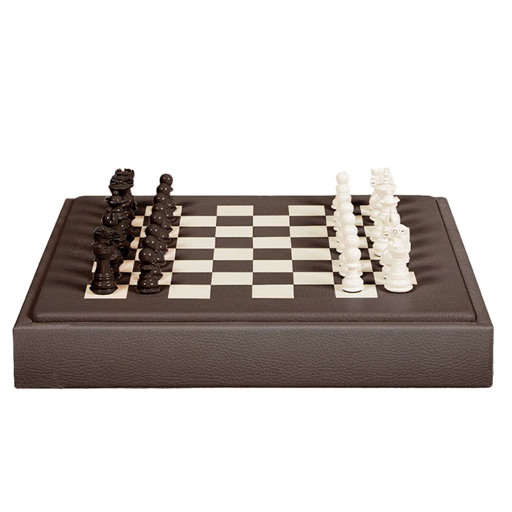 Hector Saxe Leather Chess Set - Chocolate