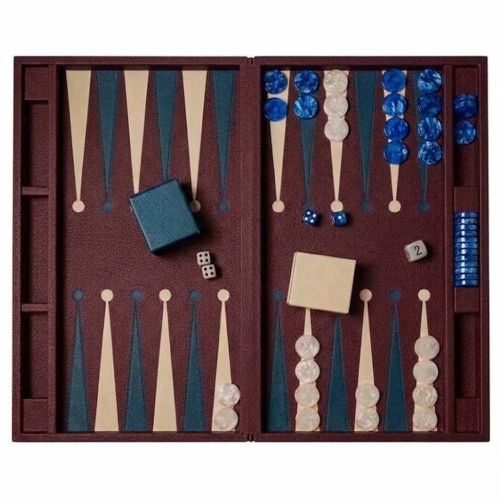 House of Nobilique Leather Big Backgammon - Burgundy