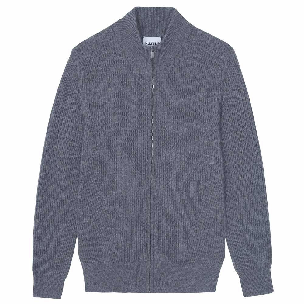 Kujten Allan Cashmere Trucker Neck Cardigan - Grey