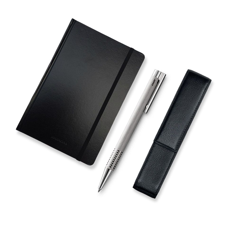 Lamy Set Zwarte Etui - Lamy A201 Pennenetui, Lamy Logo Brushed Pen, Sketchbook Aurora