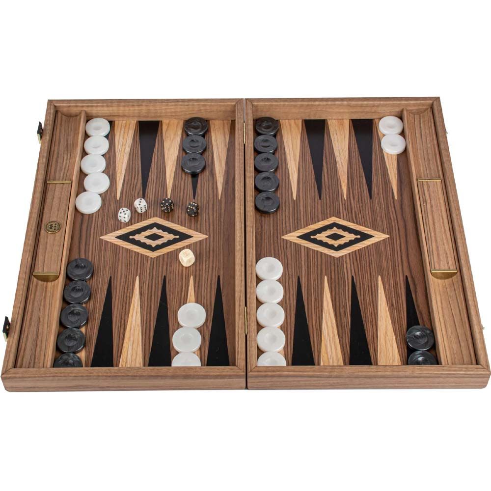 Manopoulos American Walnut Backgammon Set