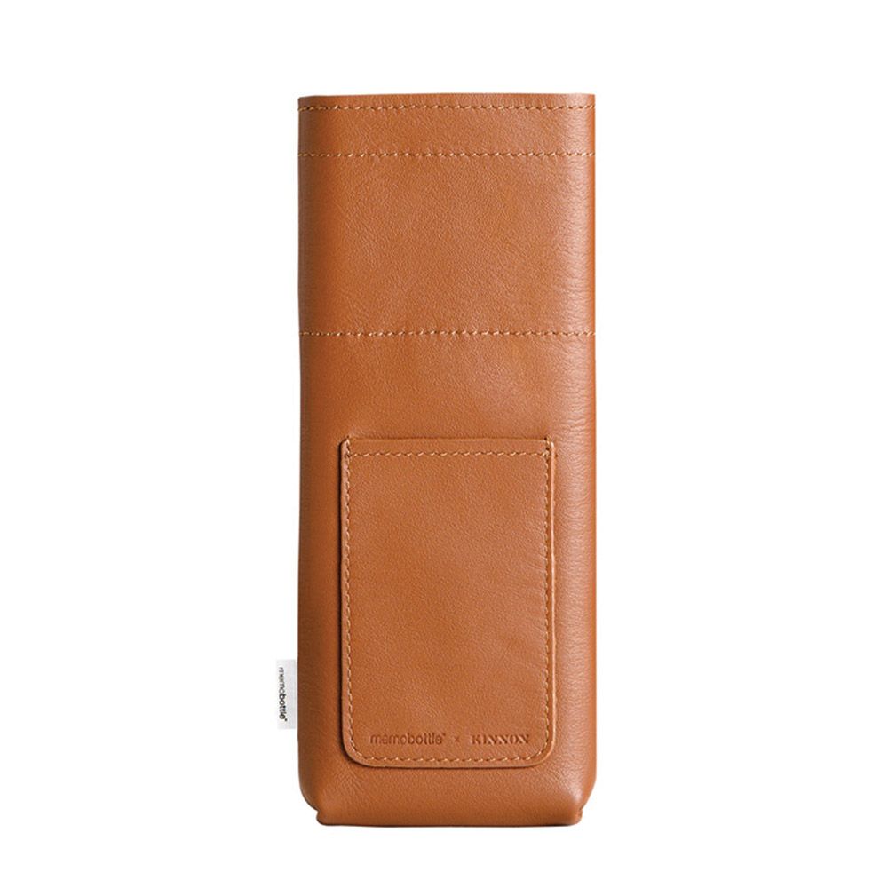 Memobottle Slim leather sleeve - cognac