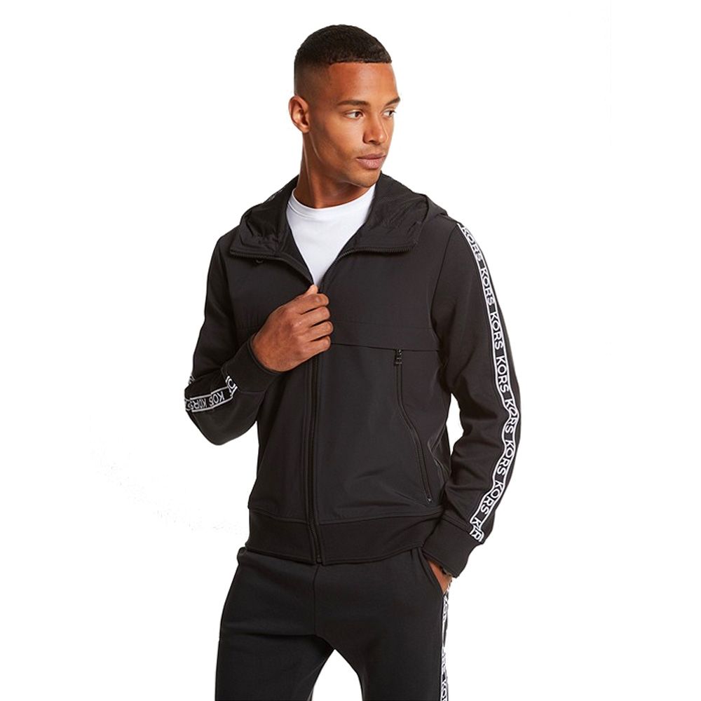 Michael Kors Logo Tape Zip-Up Hoodie - Black