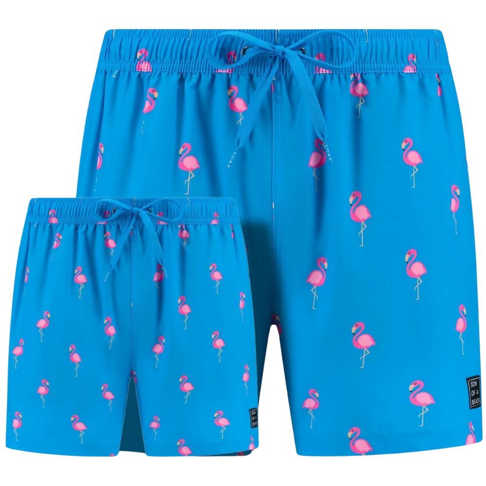 Son of a Beach Father & Son Swim Shorts Flamingo - Royal Blue