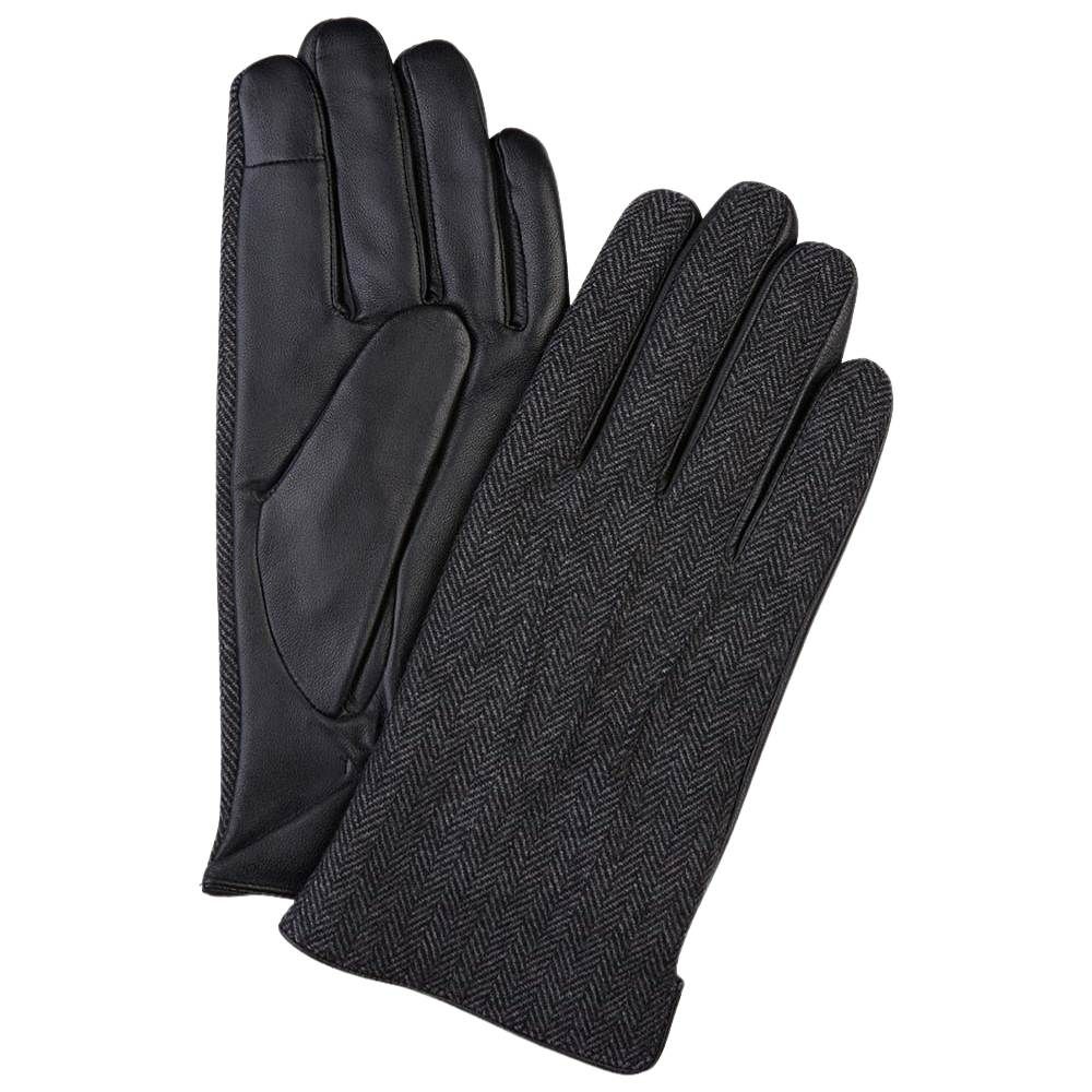 Profuomo Herringbone Leather Gloves - Anthracite