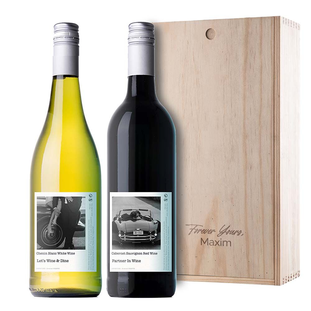 Personalisierte Wein-Valentins-Box