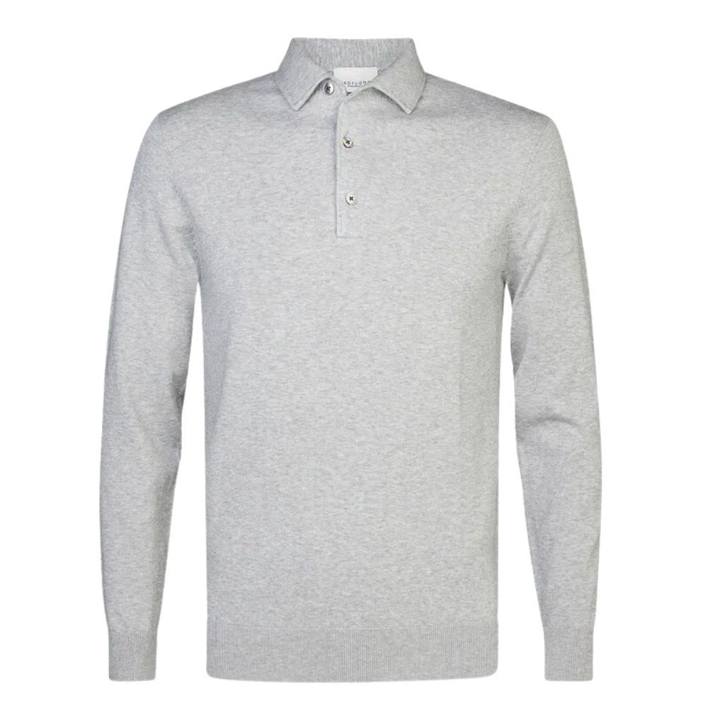 Profuomo Luxury Basic Polo Longsleeve - Light Grey