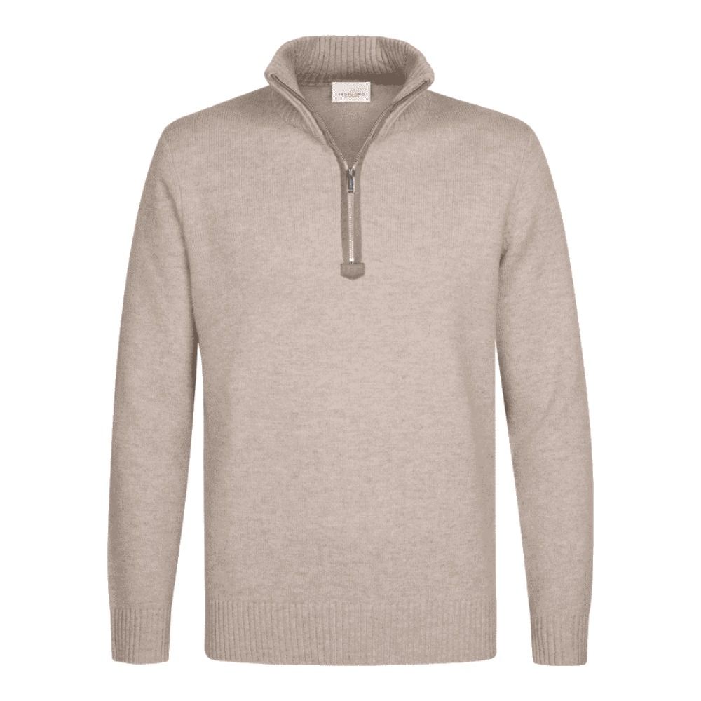 Profuomo Woolen Half-Zip Pullover - Beige