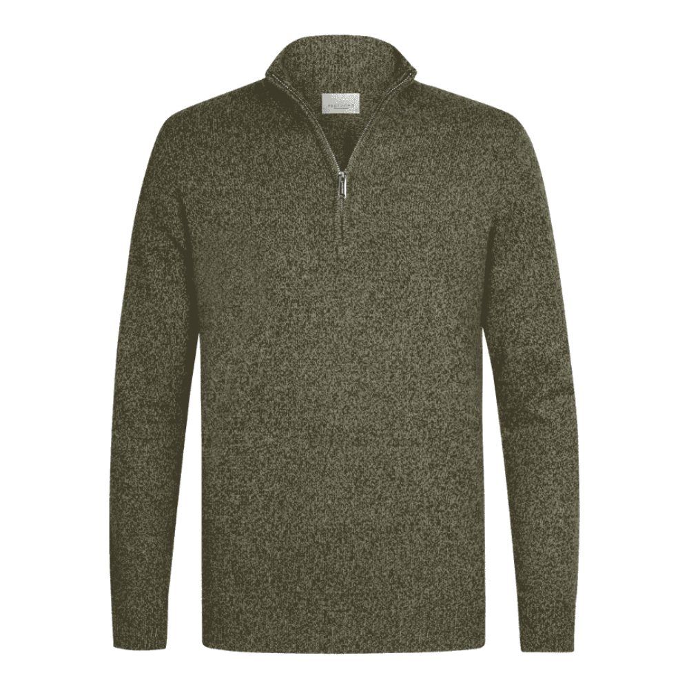Profuomo Woolen Half-Zip Pullover - Dark Green