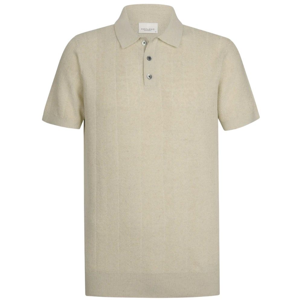 Profuomo Cotton Linen Polo - Off White