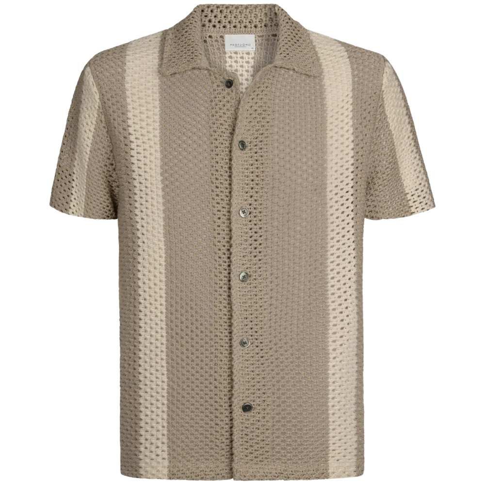 Profuomo Crochet Button Through Polo - Beige