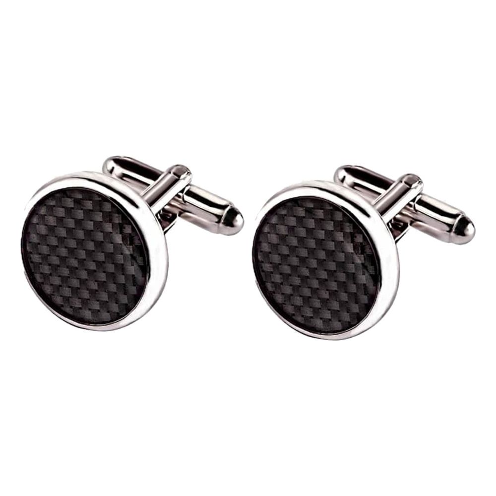 Profuomo Manschettenknopf Carbon-Look - Schwarz