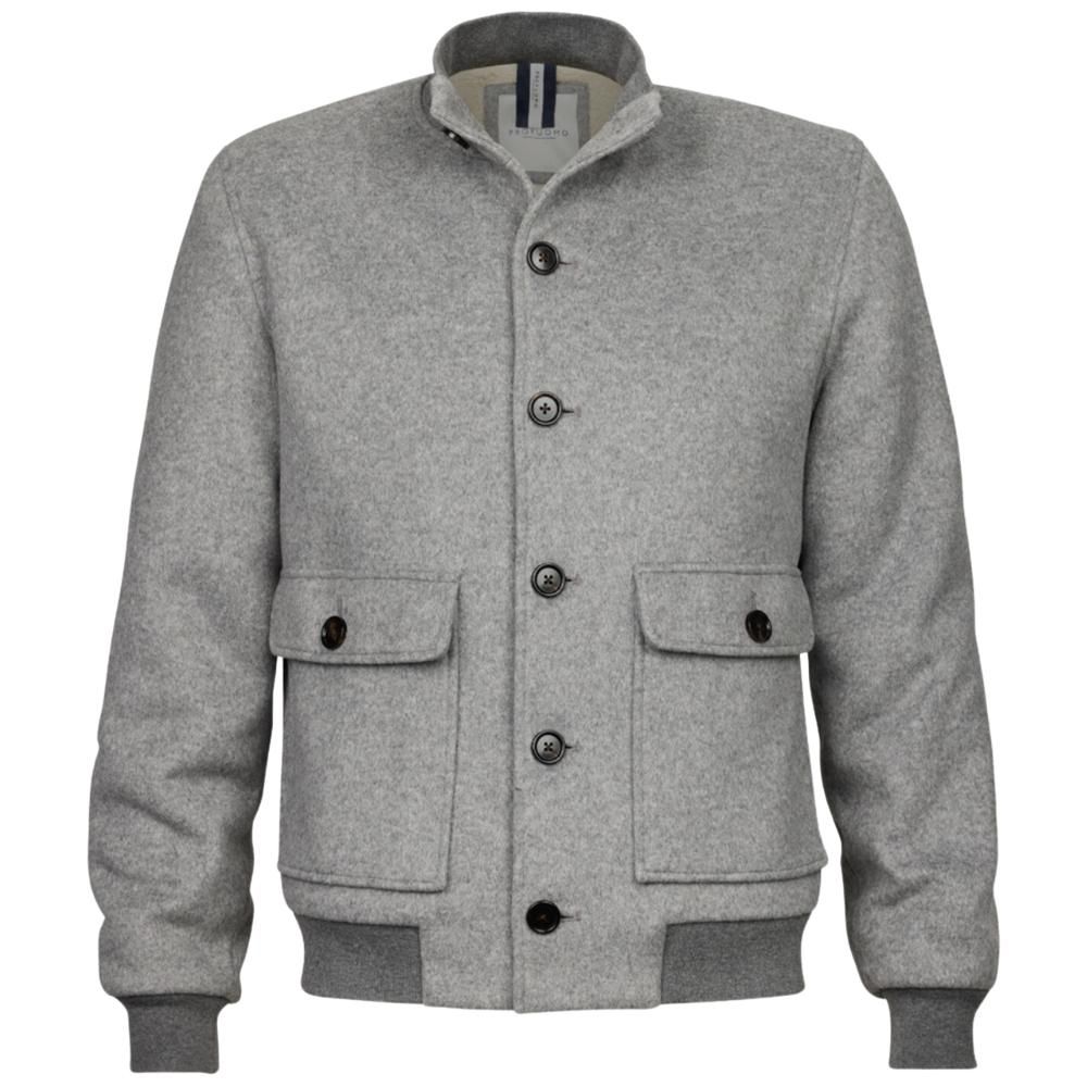Profuomo Knitted Bomber Jacket - Grey