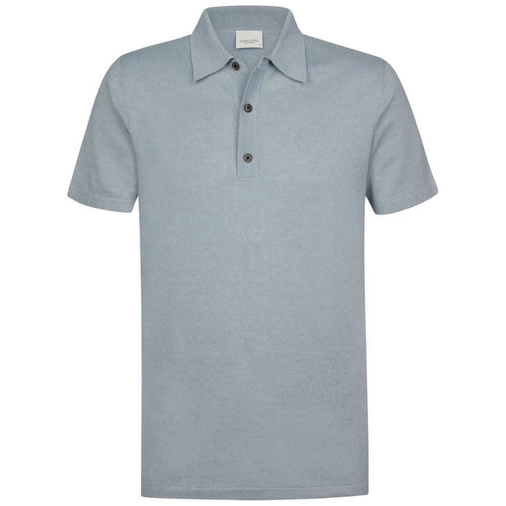 Profuomo Linen Cotton Polo - Blue