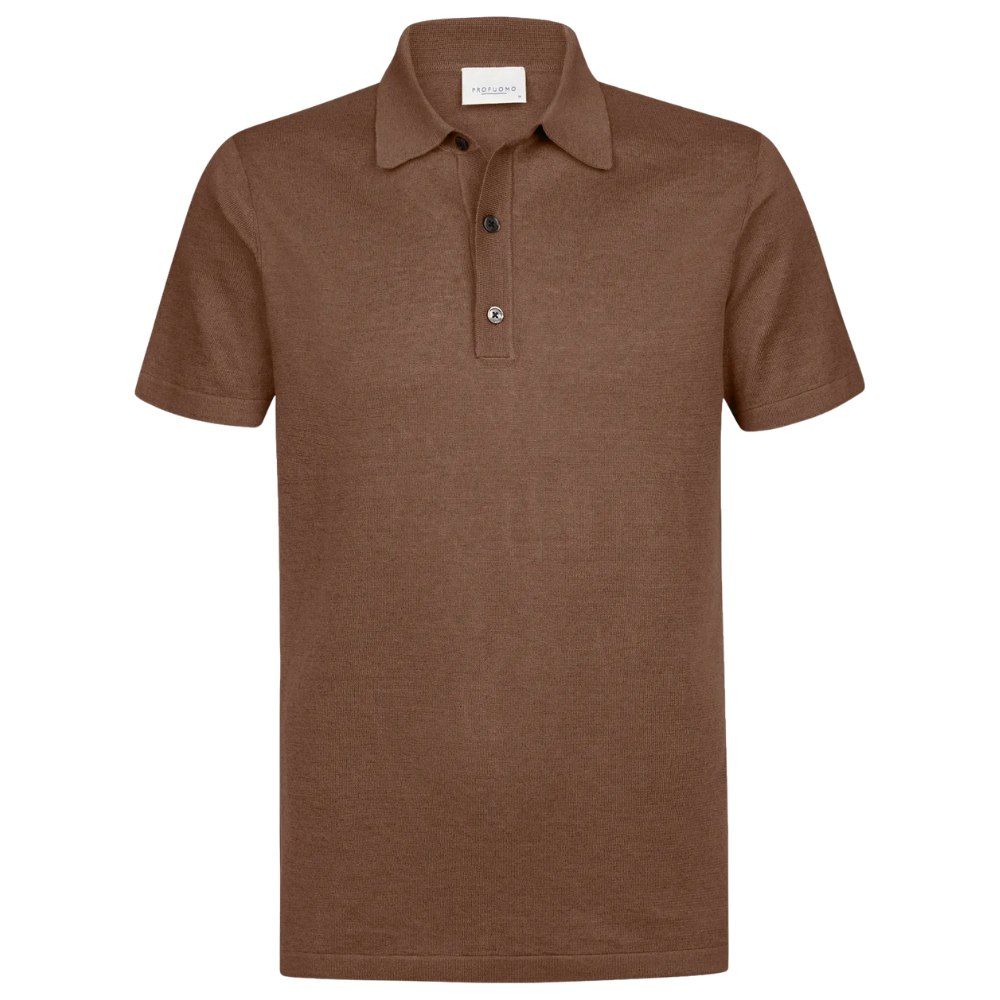 Profuomo Linen Cotton Polo - Clay