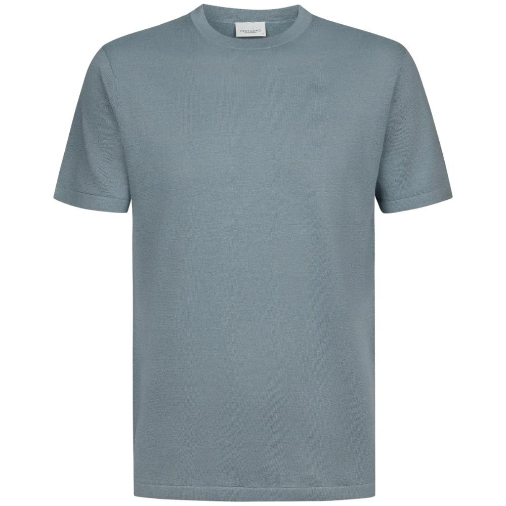 Profuomo Linen Cotton T-Shirt - Grey/Blue