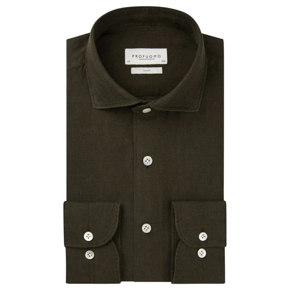 Profuomo Linen Shirt - Dark Brown