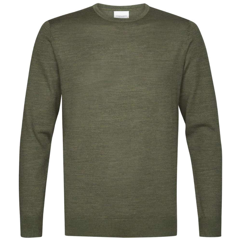 Profuomo Merino Woolen Crewneck Pullover - Dark Green