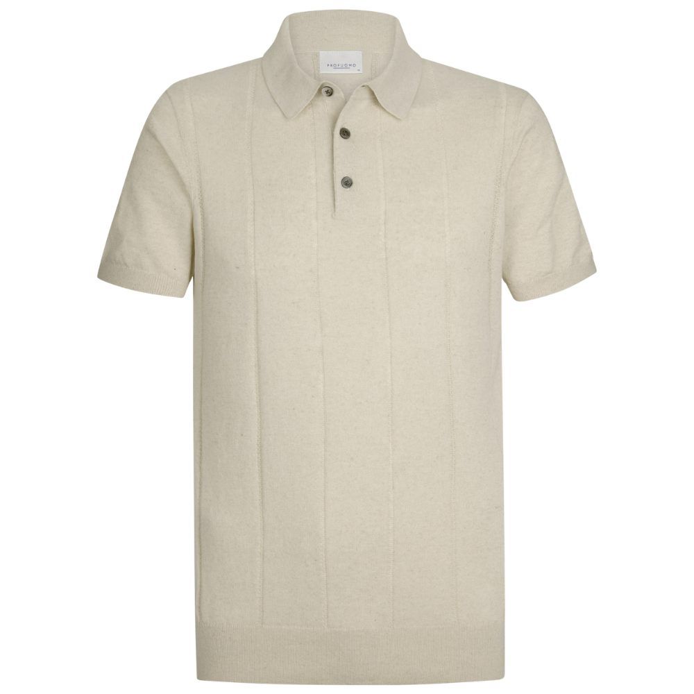 Profuomo Striped Polo - Raw White
