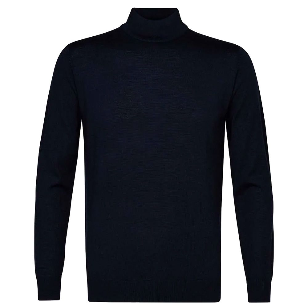 Profuomo Merino Woolen Mock Neck Jumper - Navy