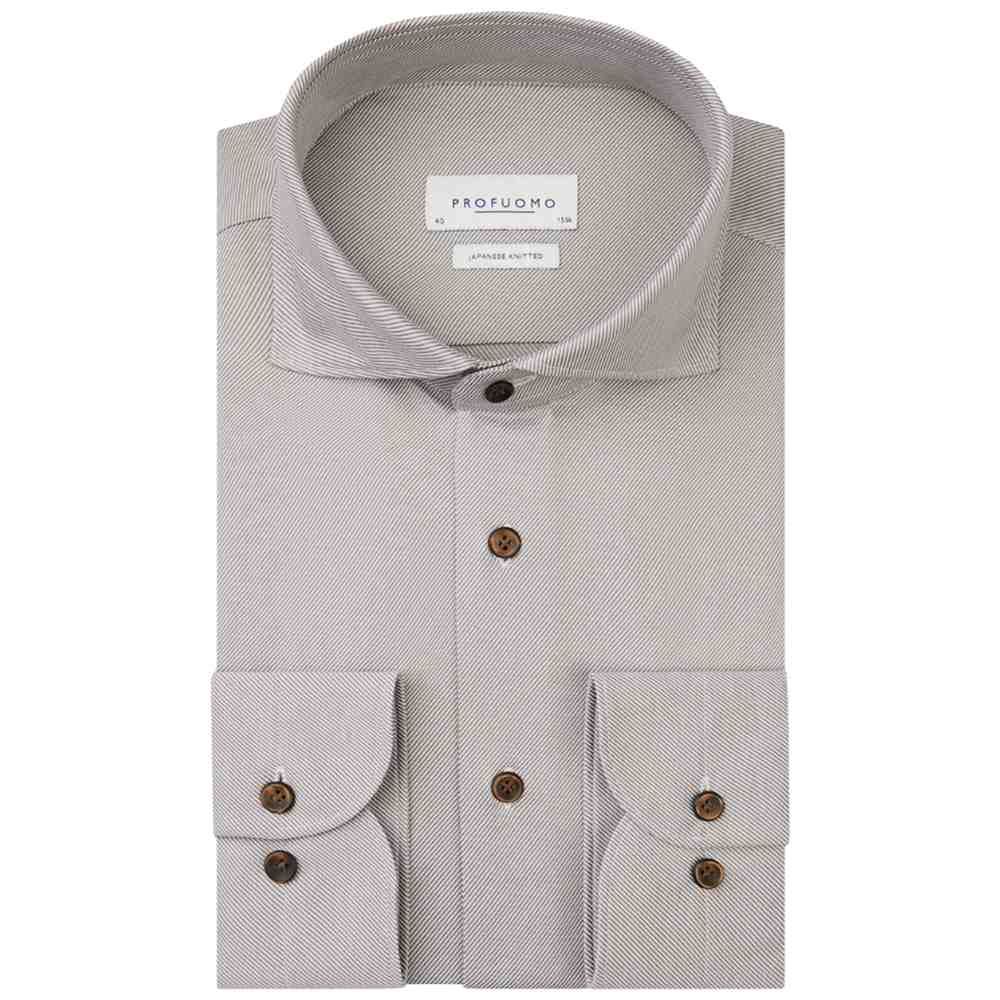 Profuomo Twill Japanese Knitted Shirt - Taupe
