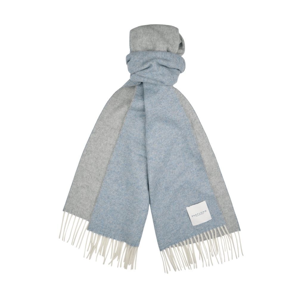 Profuomo Wool Double-Sides Scarf Mid Blue