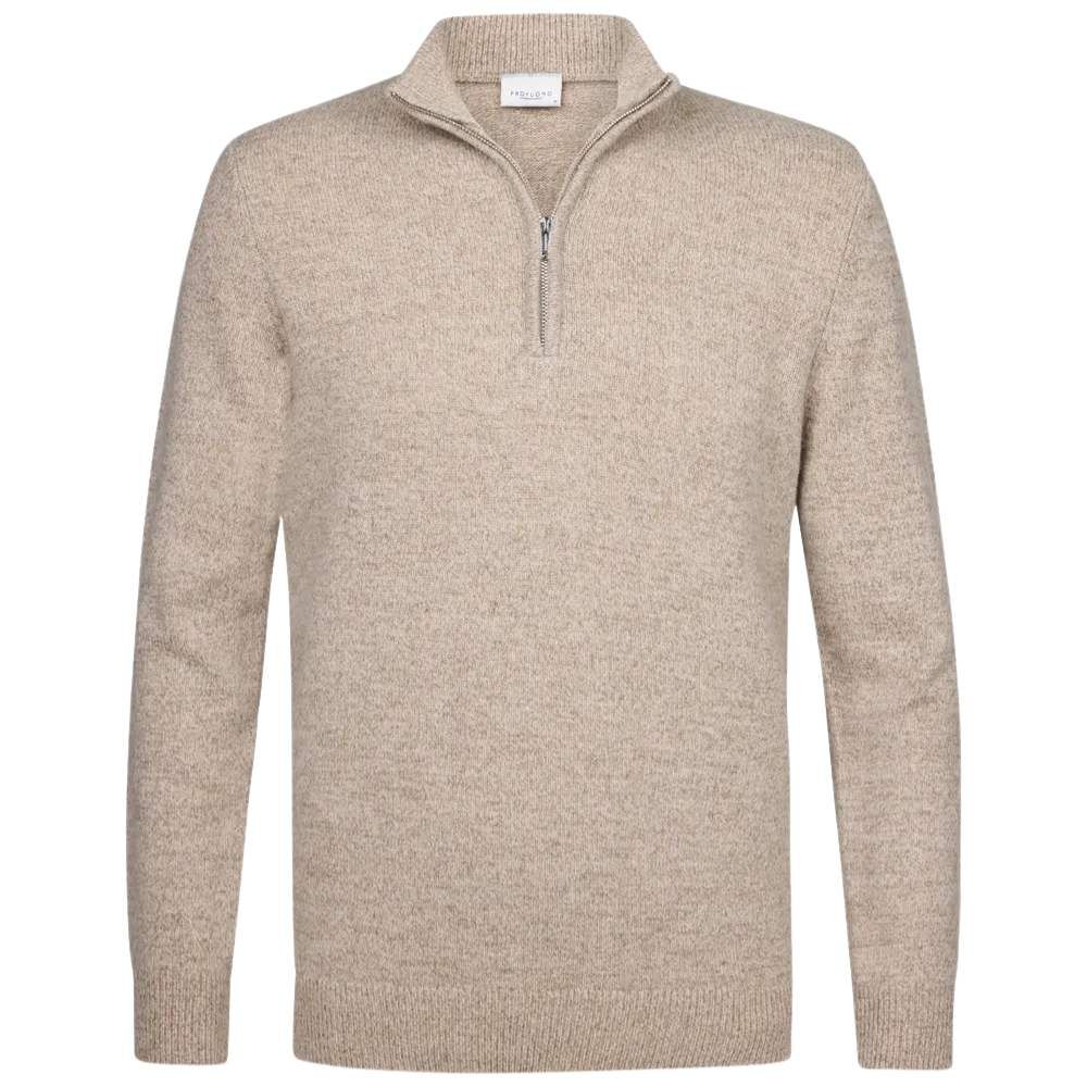 Profuomo Woolen Half-Zip Pullover - Beige