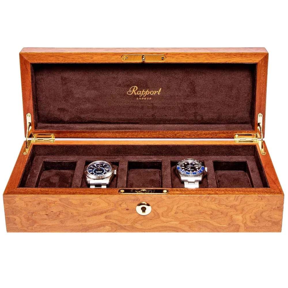 Rapport London Heritage Five Watch box - Burr Walnut
