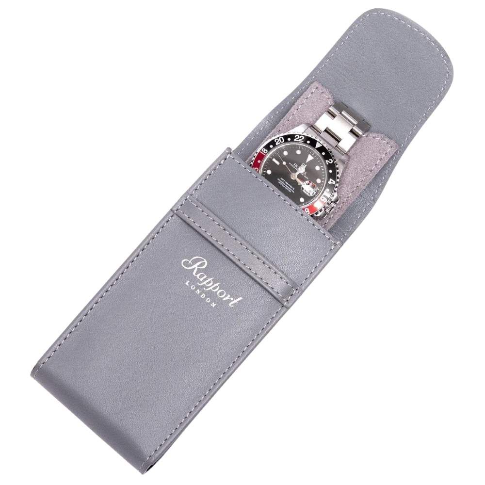 Rapport London Hyde Park Leather Watch Pouch - Grey