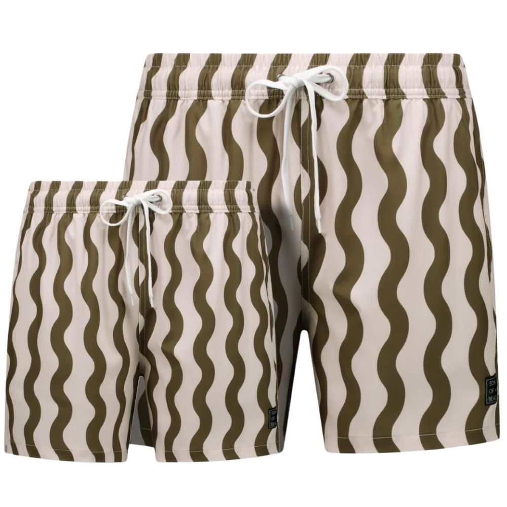 Son of a Beach Father & Son Swim Shorts Waves - Green