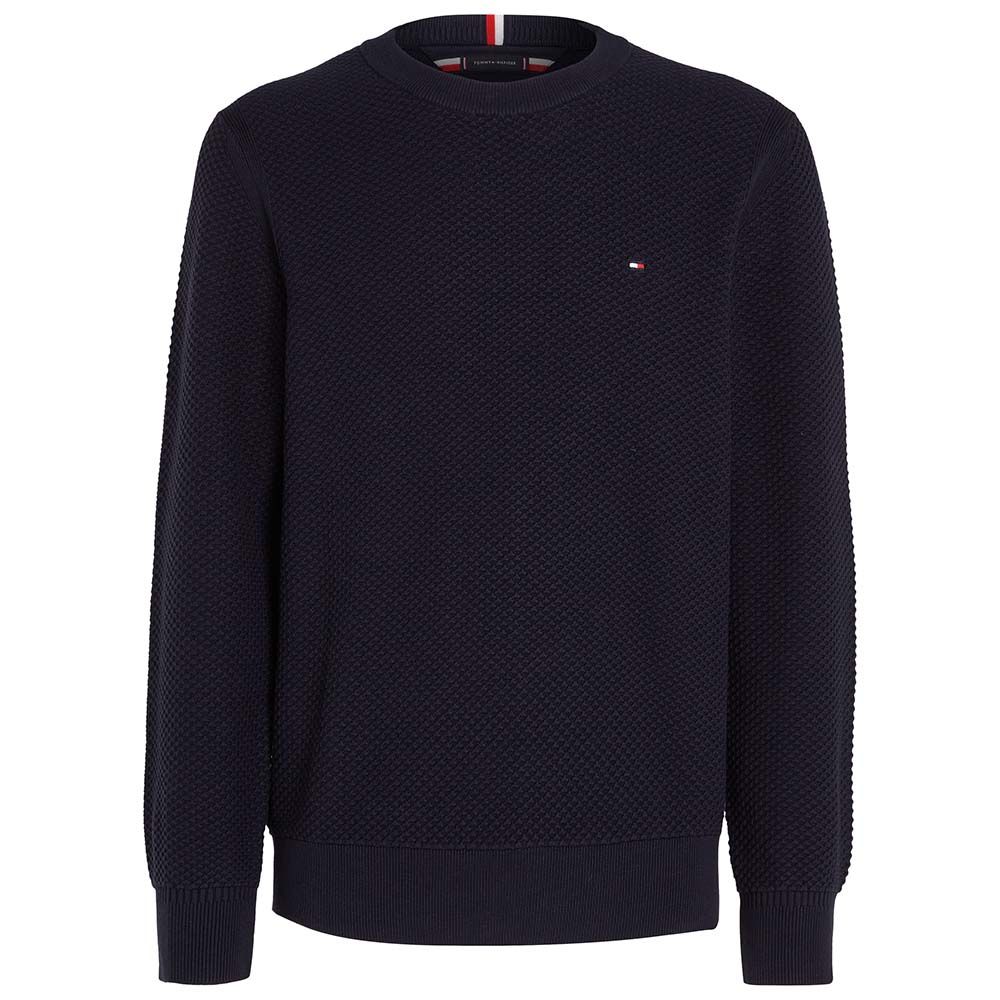 Tommy Hilfiger Pull Ovale En Tricot Gaufré - Marine 