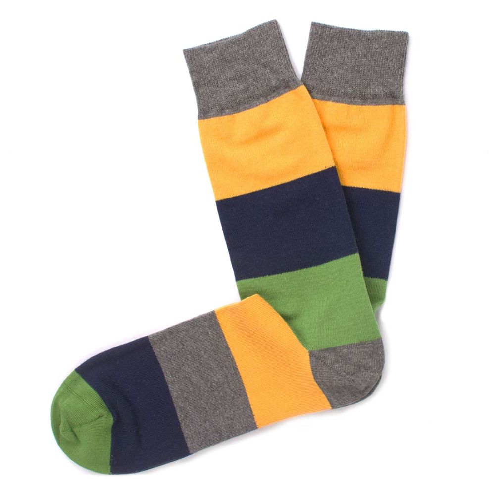 Tresanti cotton socks navy stripes yellow
