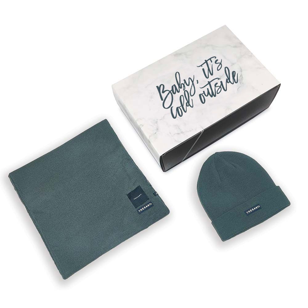 Tresanti Scarf & Beanie Set Olive With Logo