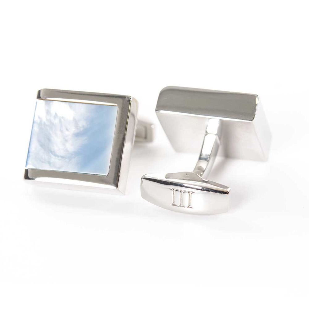 Tresanti rhodium cufflinks - blue pearl
