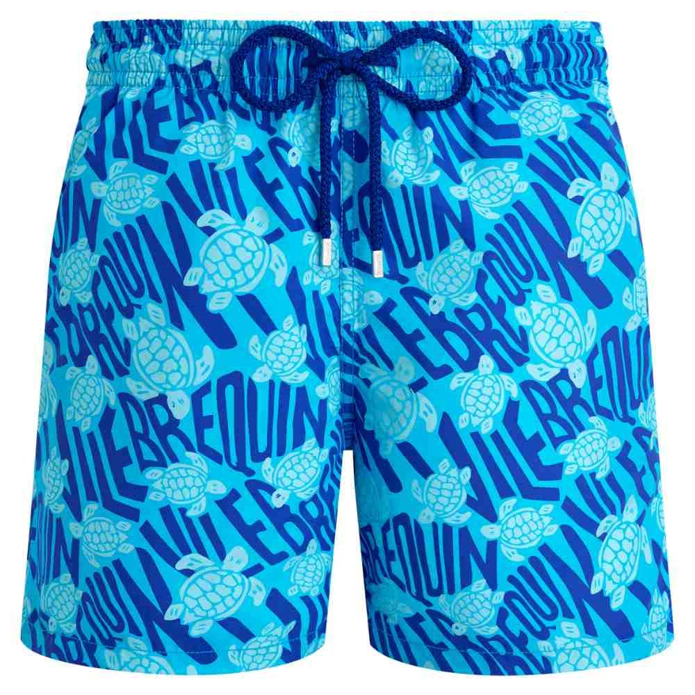 Vilebrequin Swim Shorts Turtles Logo - Light Blue